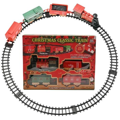 Christmas Classic Train Set 14 Pces B/Op over 163cm Track (205x270x50mm) (3+ YRS) (NEW)