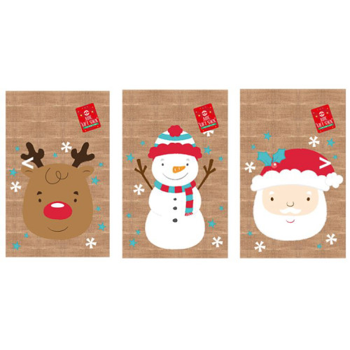 Christmas Jute Gift Sack (3 asstd.) (50 x 35cm) (E.O.L.) - SAVE 25% !!