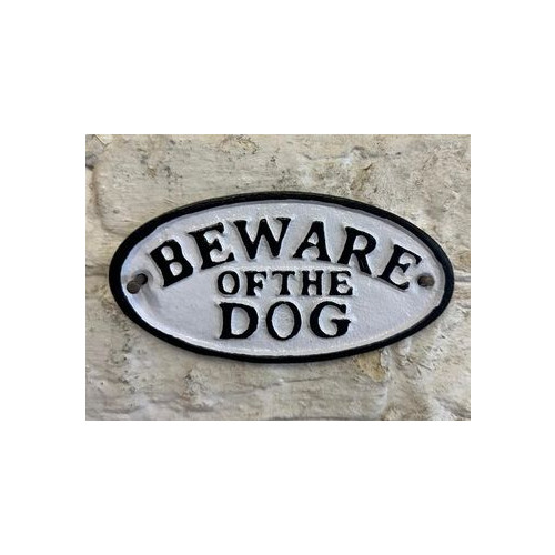 Cast Iron Plaque: Beware of the Dog (9 x 17 x 0.5cm) (NEW)