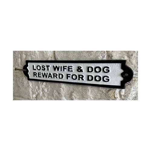 Cast Iron Plaque: Lost Wife & Dog (6 x 28 x 0.5cm)
