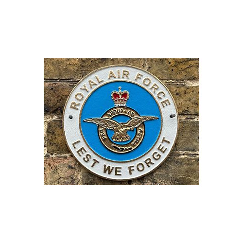 Cast Iron Plaque: RAF Lest We Forget (24 x 24 x 0.6cm) (NEW)
