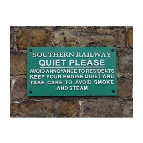 Cast Iron Plaque: Southern Railway - Quiet Please (27 x 15 x 0.5cm)
