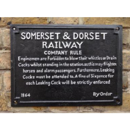 Cast Iron Plaque: Somerset & Dorset Railway Company Rule (40 x 30 x 1cm)
