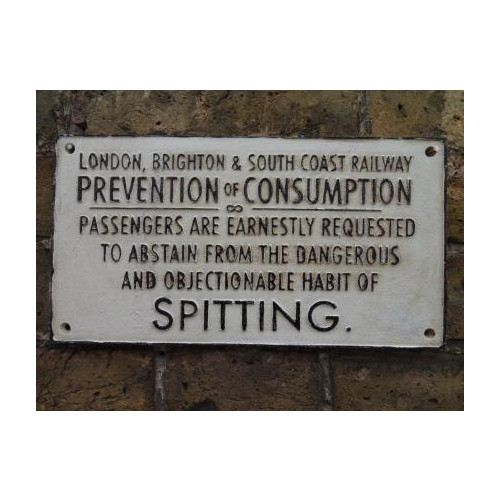 Cast Iron Plaque: L.B.& S.C.R. Prevention of Consumption - Spitting (30 x 16 x 0.8cm)