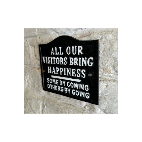 Cast Iron Plaque: All Our Visitors (13 x 15 x 0.5cm)