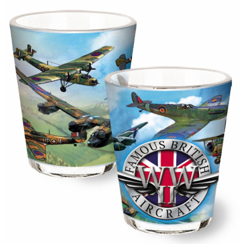 Famous British Aircraft WWII Full Wrap Shot Glass