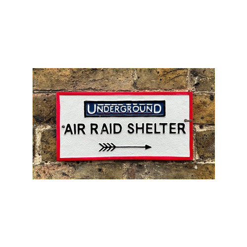 Aluminium Plaque: Underground Air Raid Shelter (15 x 30 x 0.5cm)