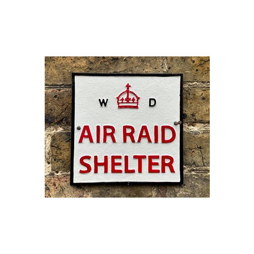Cast Iron Plaque: W.D. Air Raid Shelter (20 x 20 x 0.5cm)