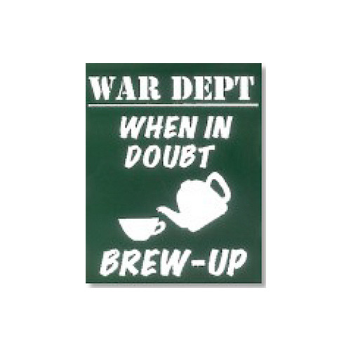 (HIDDEN) Enamel Fridge Magnet: When in Doubt - Brew Up