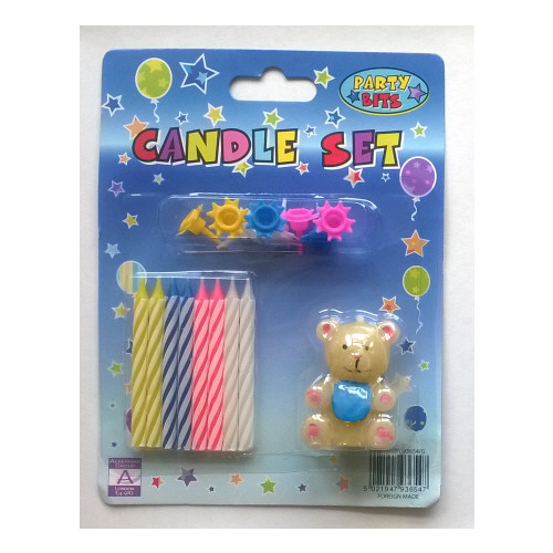 Cake Decorations - Teddy Candle (blister card) (E.O.L.) - SAVE 50% ++ !!