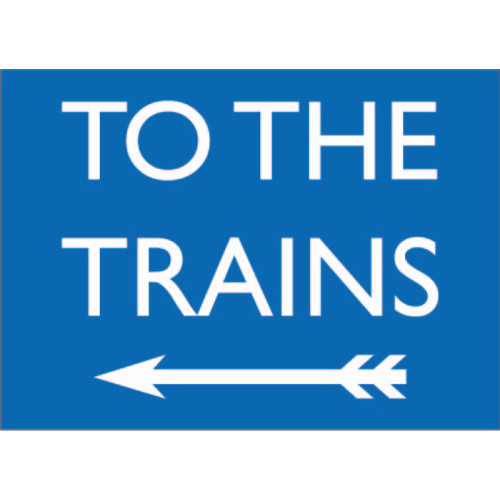 Mini Metal Sign (RL): To The Trains - Left Arrow (Eastern Region Blue) (NEW)