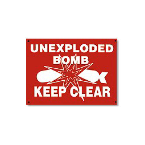 Enamel Fridge Magnet: Unexploded Bomb - Keep Clear