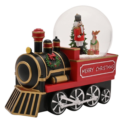 Resin Snow Globe Decoration - Steam Train (160x195x85mm) (boxed)