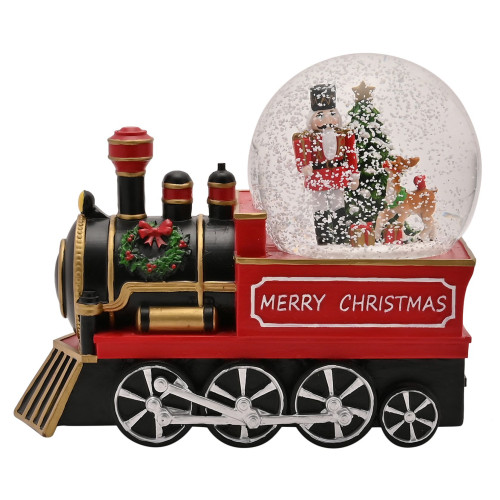 Resin Snow Globe Decoration - Steam Train (160x195x85mm) (boxed)