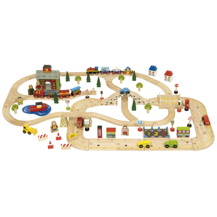 Bigjigs City Road & Railway Set (108 pce) (E.O.L.) - SAVE 10% !!