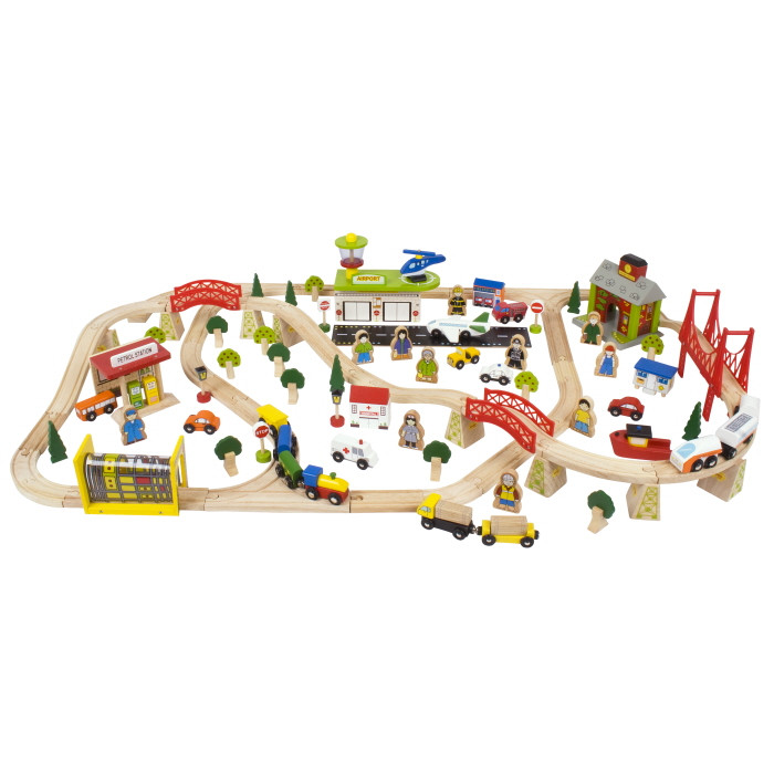 Bigjigs Transportation Train Set (122 pce) (E.O.L.) - SAVE 15% !!