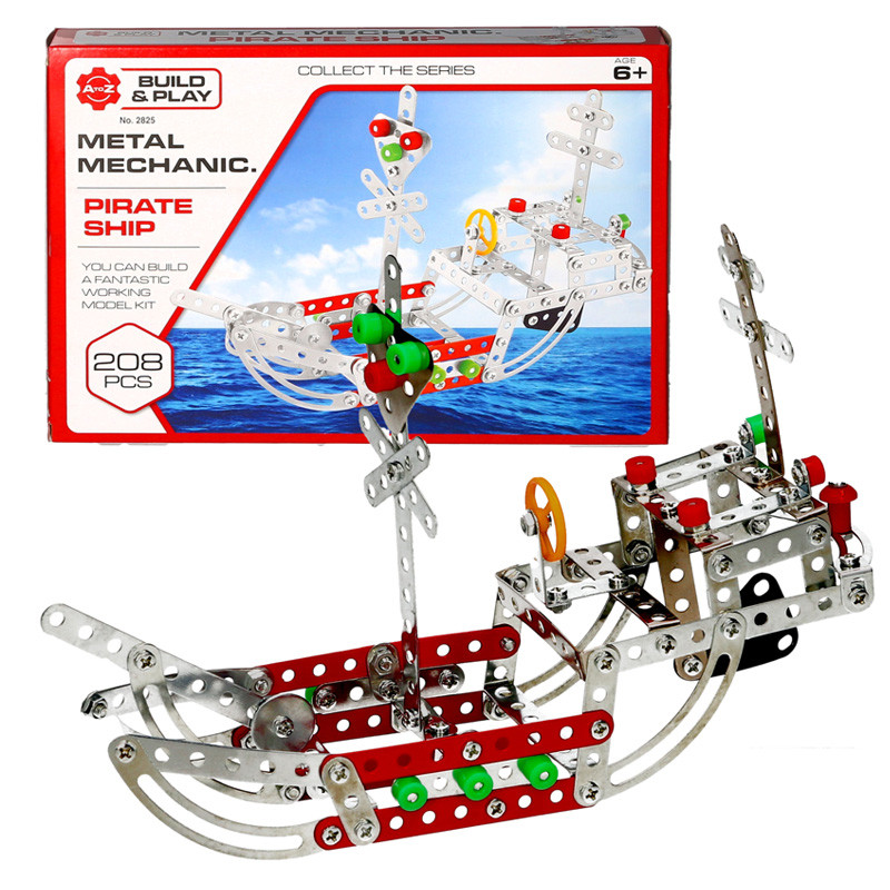Metal Mechanic Pirate Ship 208 Pce Construction Kit (34x24x5cm) (6+ YRS)