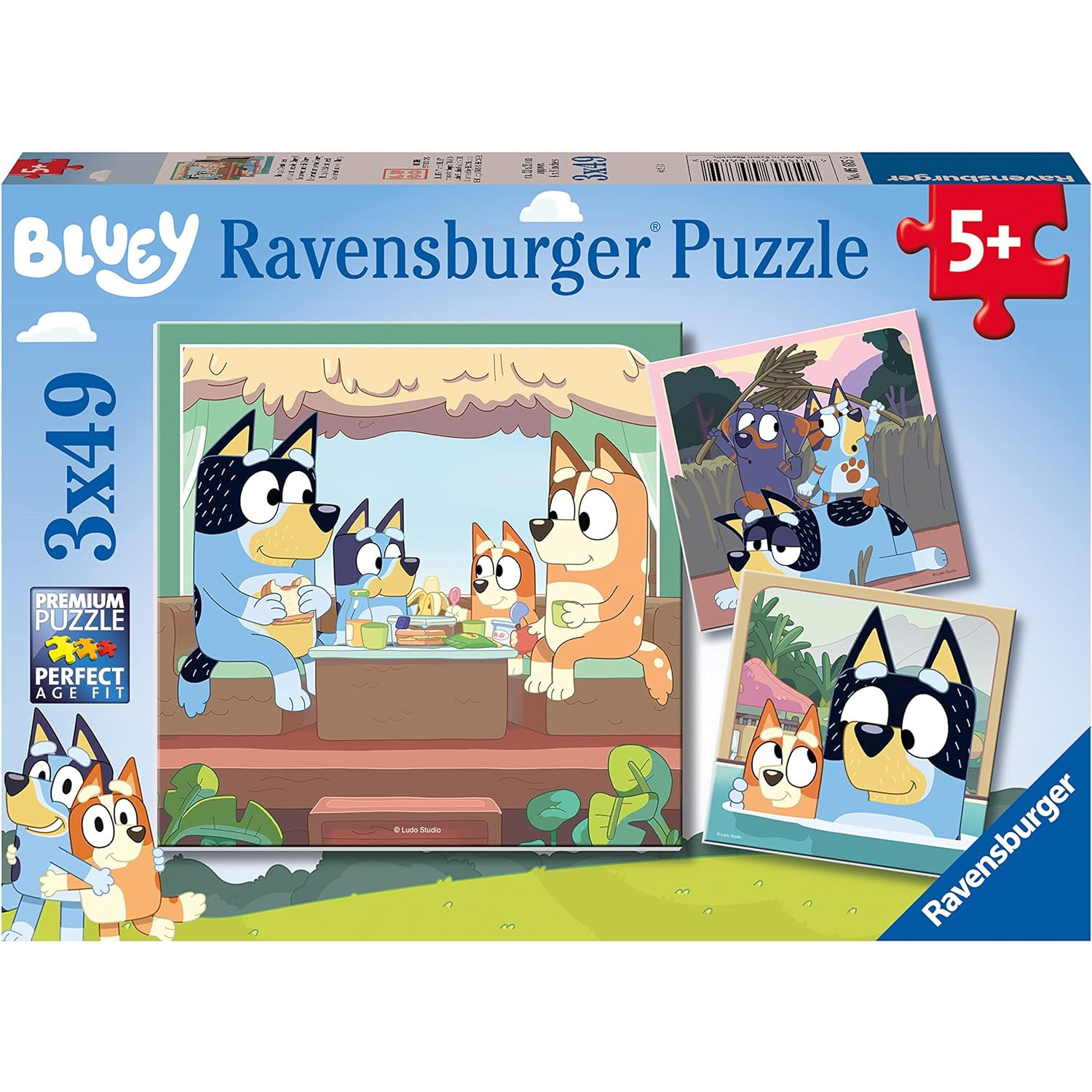 Bluey Jigsaw: 3 x 49 pce Puzzles in Borders (5+ YRS)