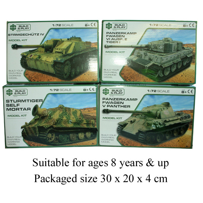 Build & Play Tank Model Kit 1:72 Scale (4 asstd.) (8 YRS+)