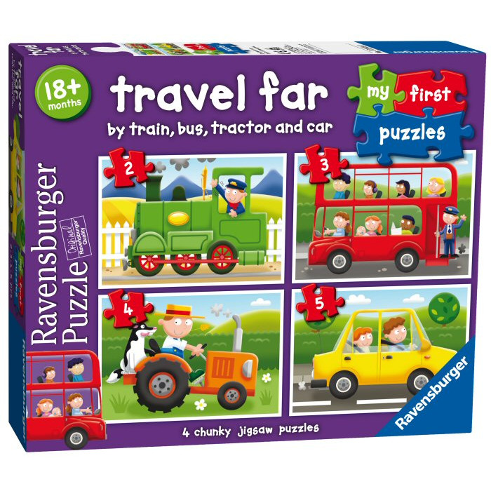My First Puzzles: Travel Far by Train, Bus, Tractor & Car (4 in a Box) (18 MTHS+)