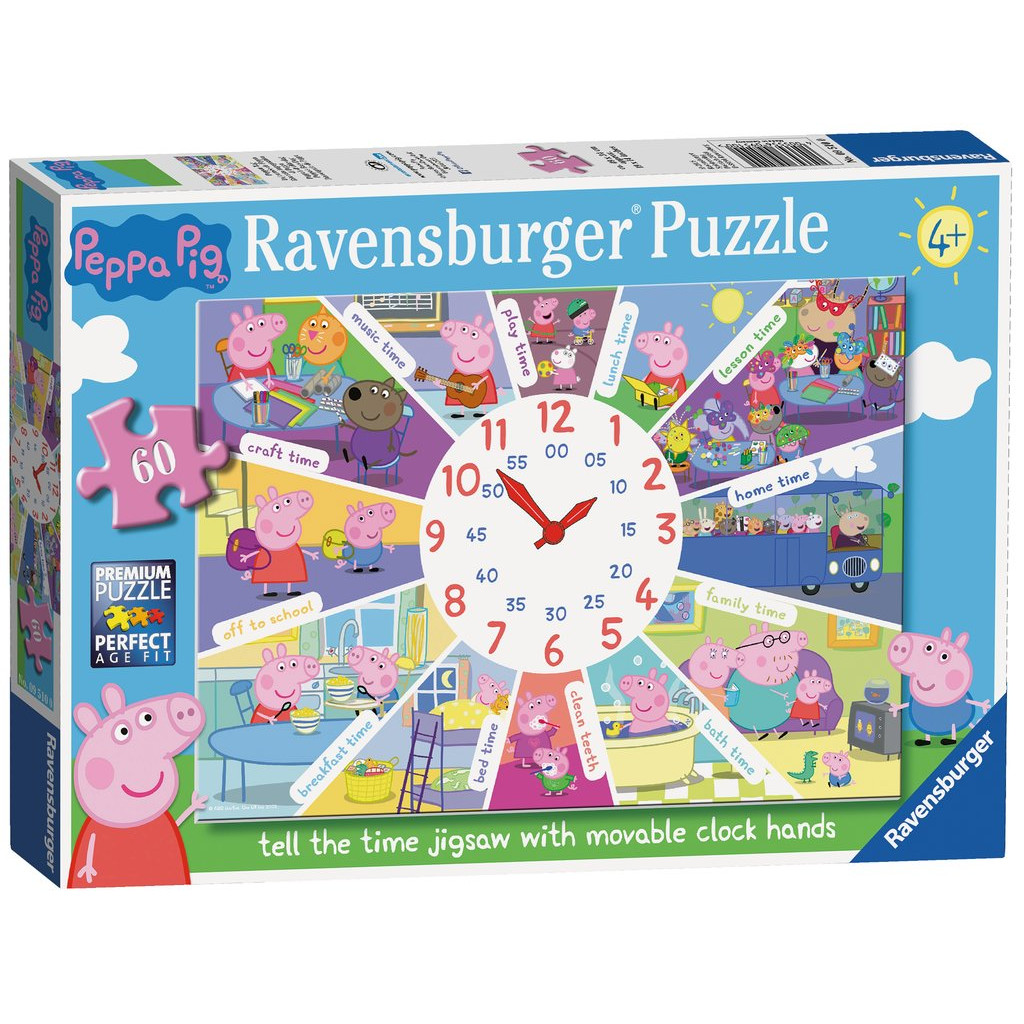 Peppa Pig Jigsaw: 60 pce Clock Puzzle (4+ YRS) (E.O.L.) - SAVE 15% !!