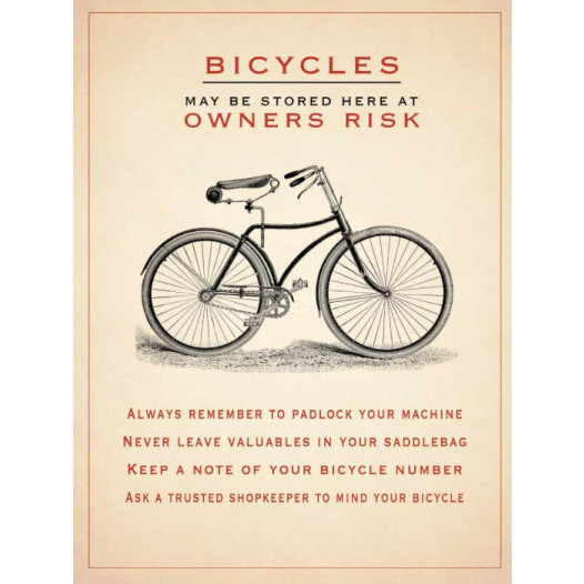 Mini Metal Sign (TR): Bicycles May Be Stored Here