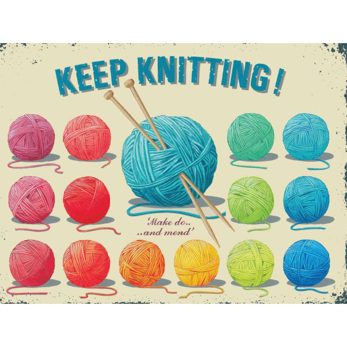 Mini Metal Sign (HC): Keep Knitting