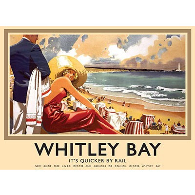 Metal Sign (RL): Whitley Bay - It's Quicker By Rail (E.O.L.) - SAVE 25% !!