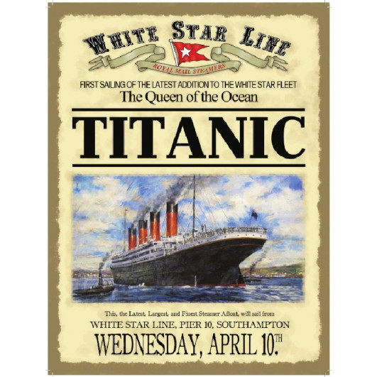 Metal Sign (TR): Titanic - Wednesday April 10th