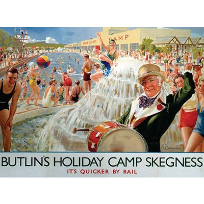 Metal Sign (RL): Butlins Holiday Camp Skegness - Quicker By Rail (E.O.L.) - SAVE 15% !!