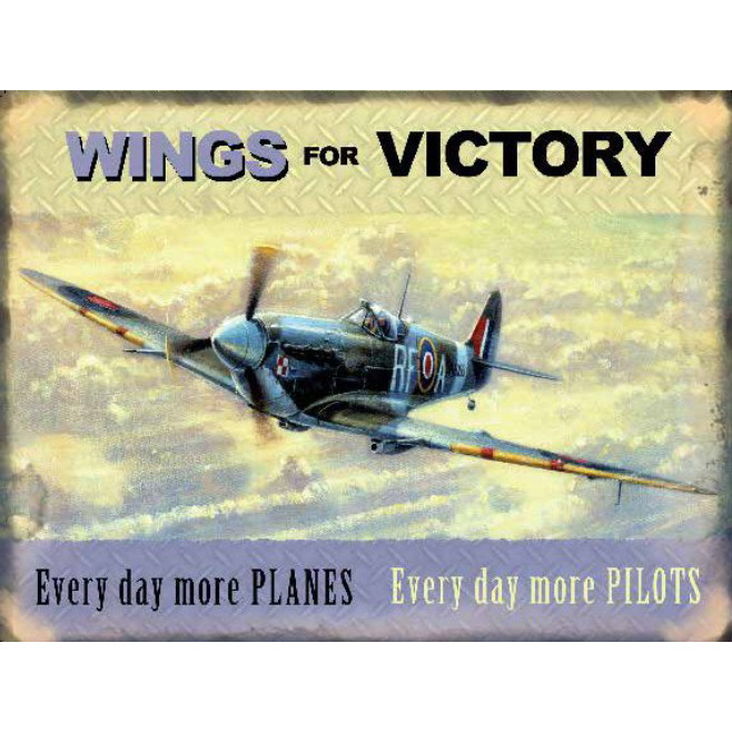Mini Metal Sign (AE): Wings For Victory (E.O.L. ) - Save 20% !!