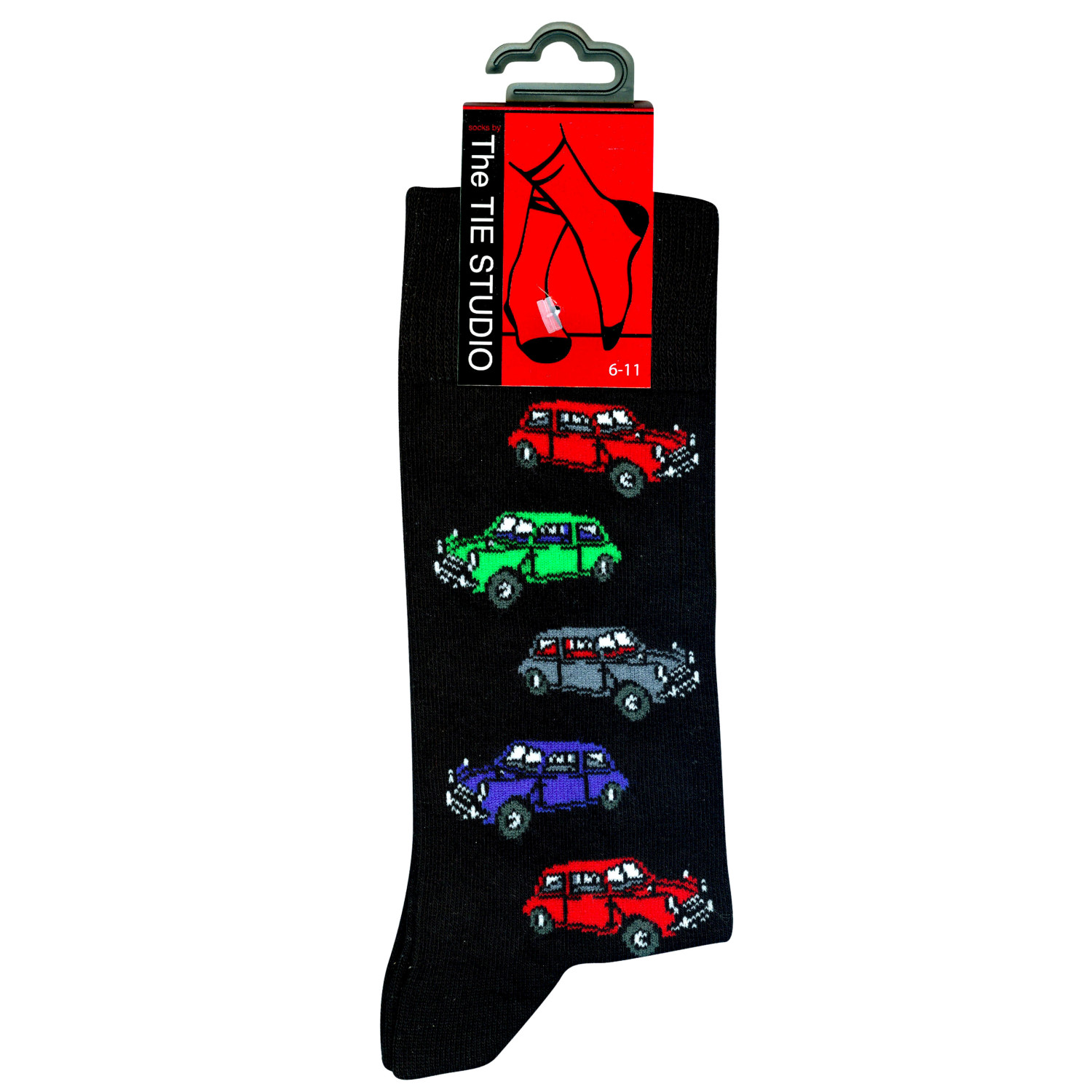 Socks Adults Size 6-11: Family Cars on Black