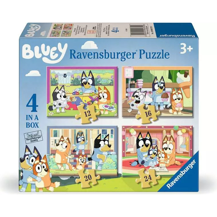Bluey Jigsaw: 4 in a Box Puzzles (12, 16, 20 & 24 pce) (3+ YRS) (NEW)