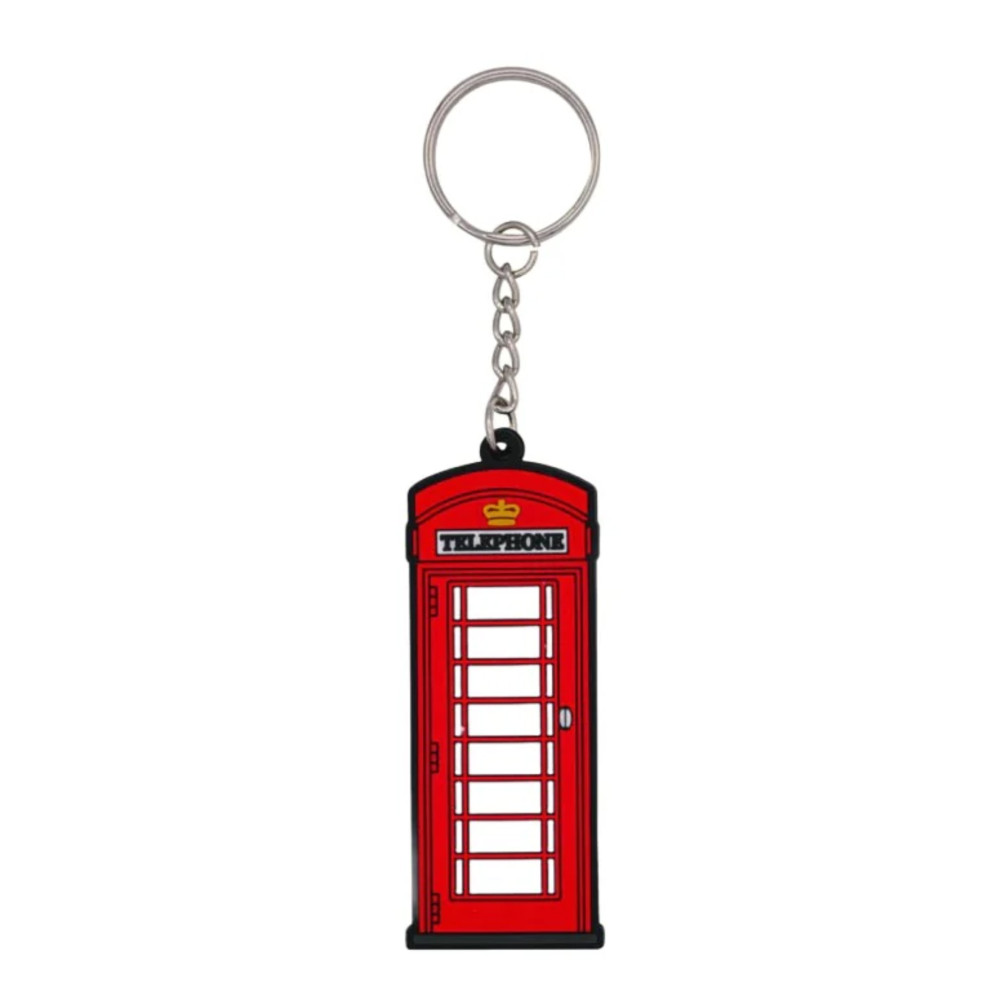 Red Telephone Box Rubberised PVC Keyring on Hanger Card (7cm)