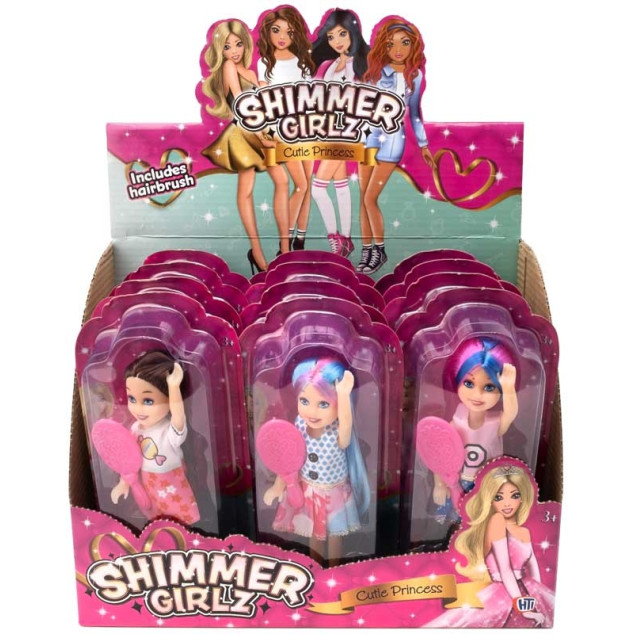 Shimmer Girlz Cutie Princess Doll with Brush 14cm (4 asstd.)