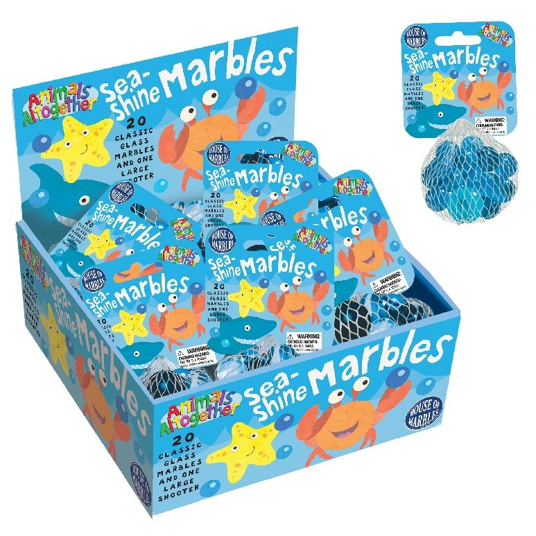 Animals Altogether Sea Shine Net Bag of 21 Marbles (CDU)