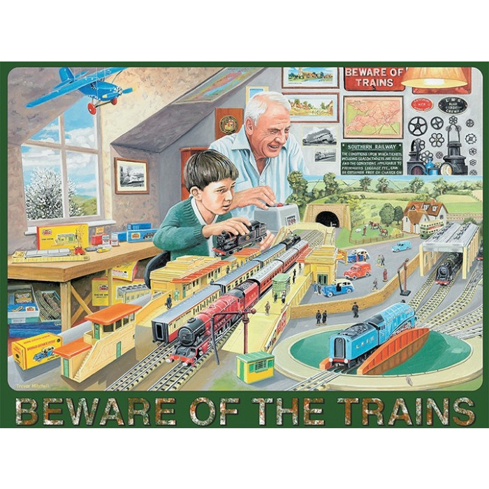 Metal Sign (RL): Beware of the Trains - Grandad's Attic