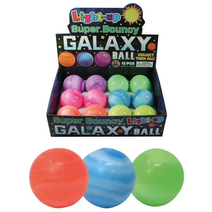 Light-Up Super Bouncy Galaxy Ball 55mm (6 asstd.) (display box)