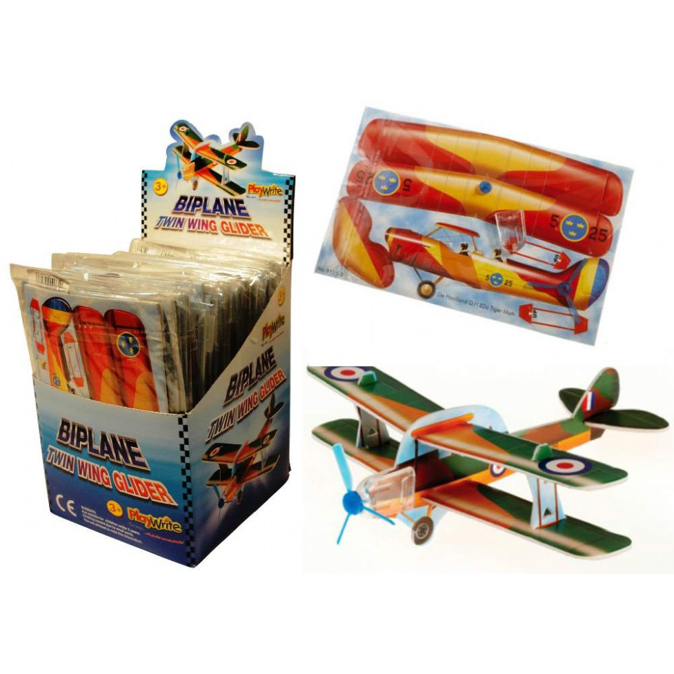 Biplane Twin Wing Glider (17x11cm) (2 asstd) (CDU)