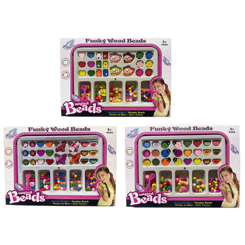 Magical Beads Funky Wood Beads Set (3 asstd.) (31x22cm) (3+ YRS)