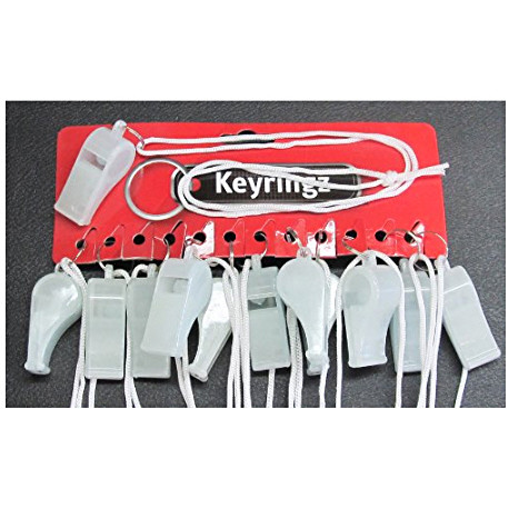 Glow in the Dark Plastic Whistle on White Cord