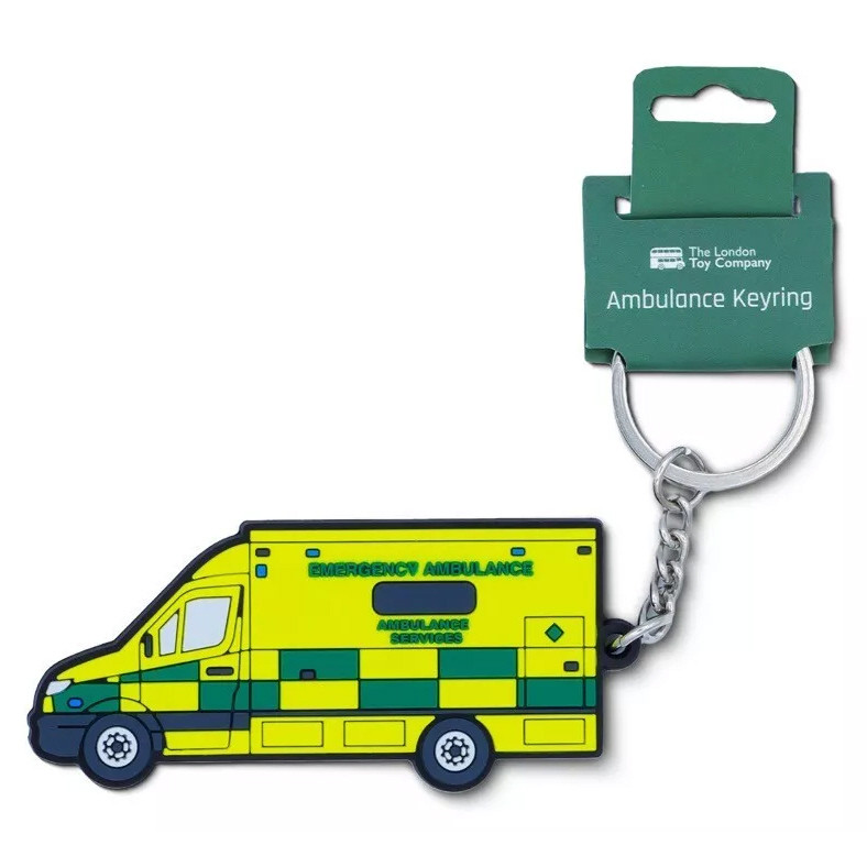Ambulance Rubberised PVC Keyring on Hanger Card (3.2 x 7.9 x 0.8cm)