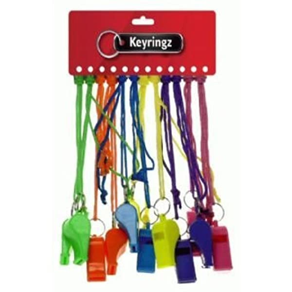 Coloured Plastic Whistle on Coloured Cord (asstd. colours)