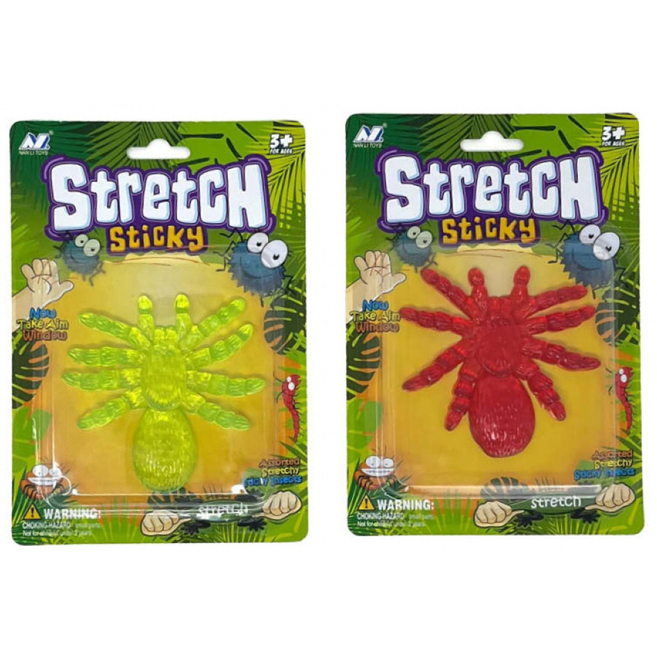 Stretchy Sticky Spider on Blister Card (20x14cm) (NEW)