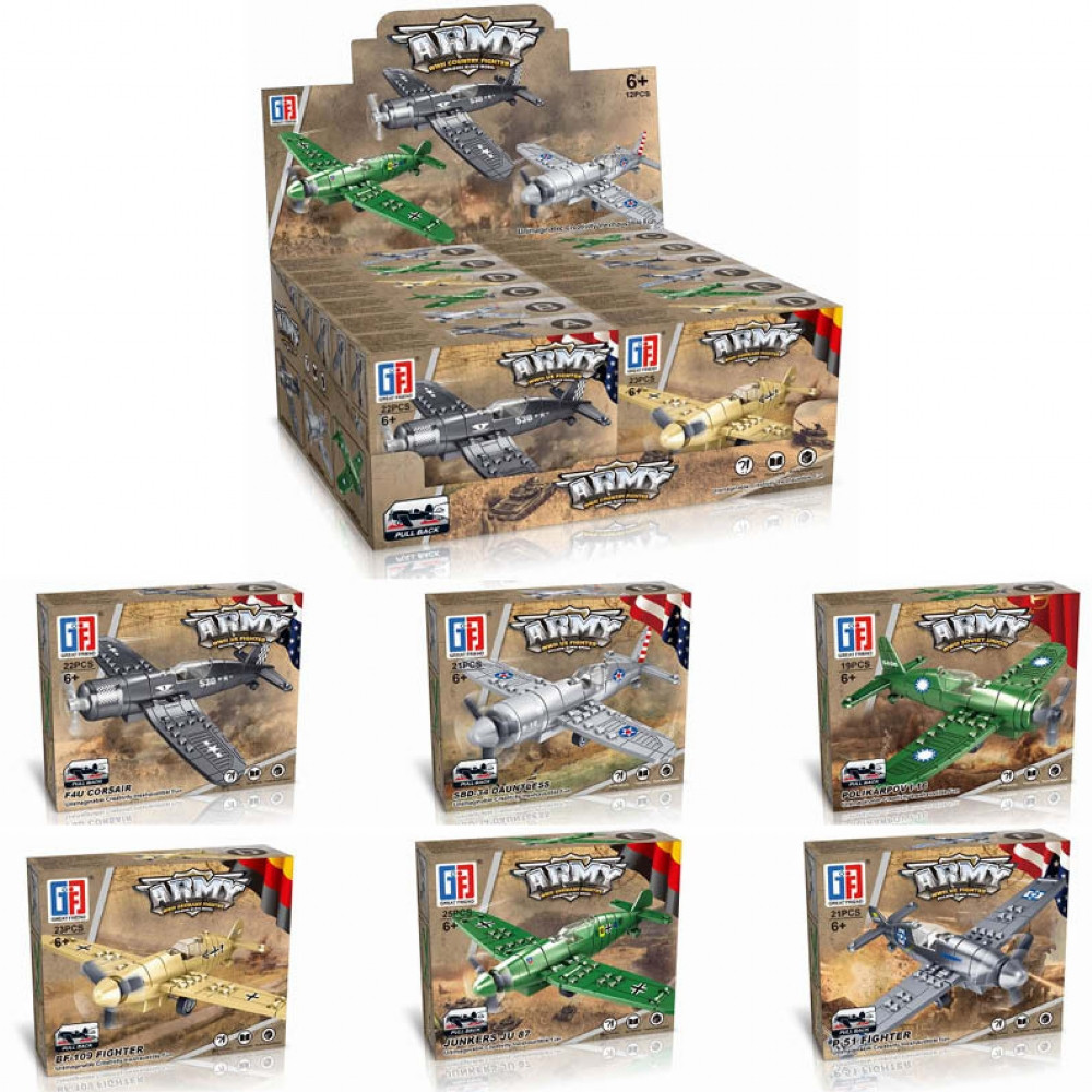 Model Fighter Plane Bricks Kit (6 asstd.) (CDU) (3+ YRS) (June 26)