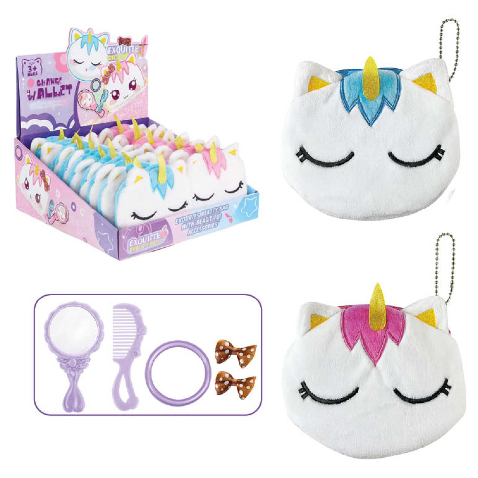 Plush Unicorn Purse with Beauty Accessories 12cm (CDU) (NEW)