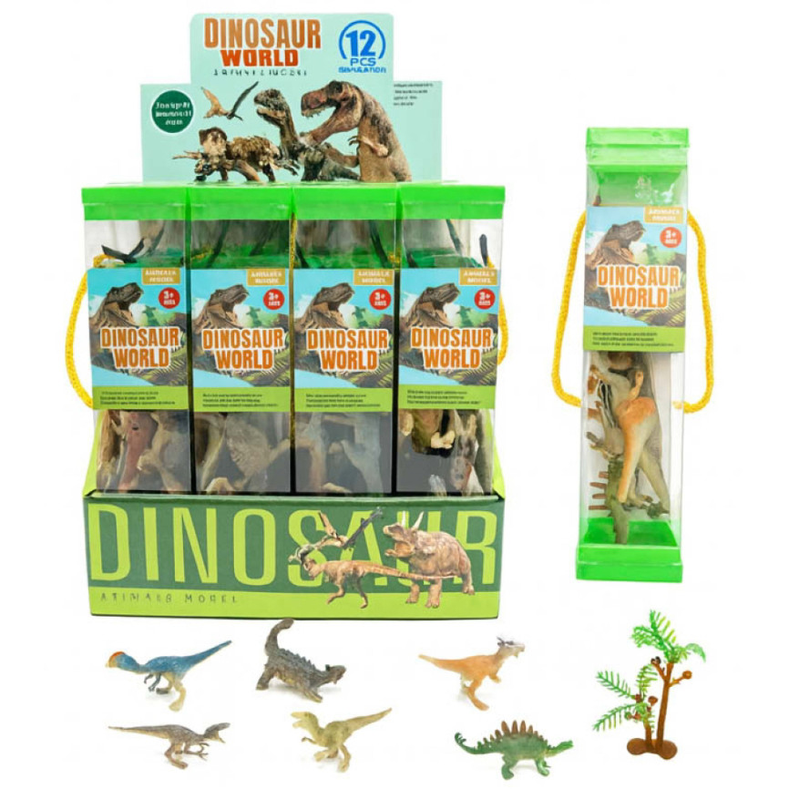 Dinosaur World 12 Pce Dino Models in a Tube 20cm (CDU) (NEW)