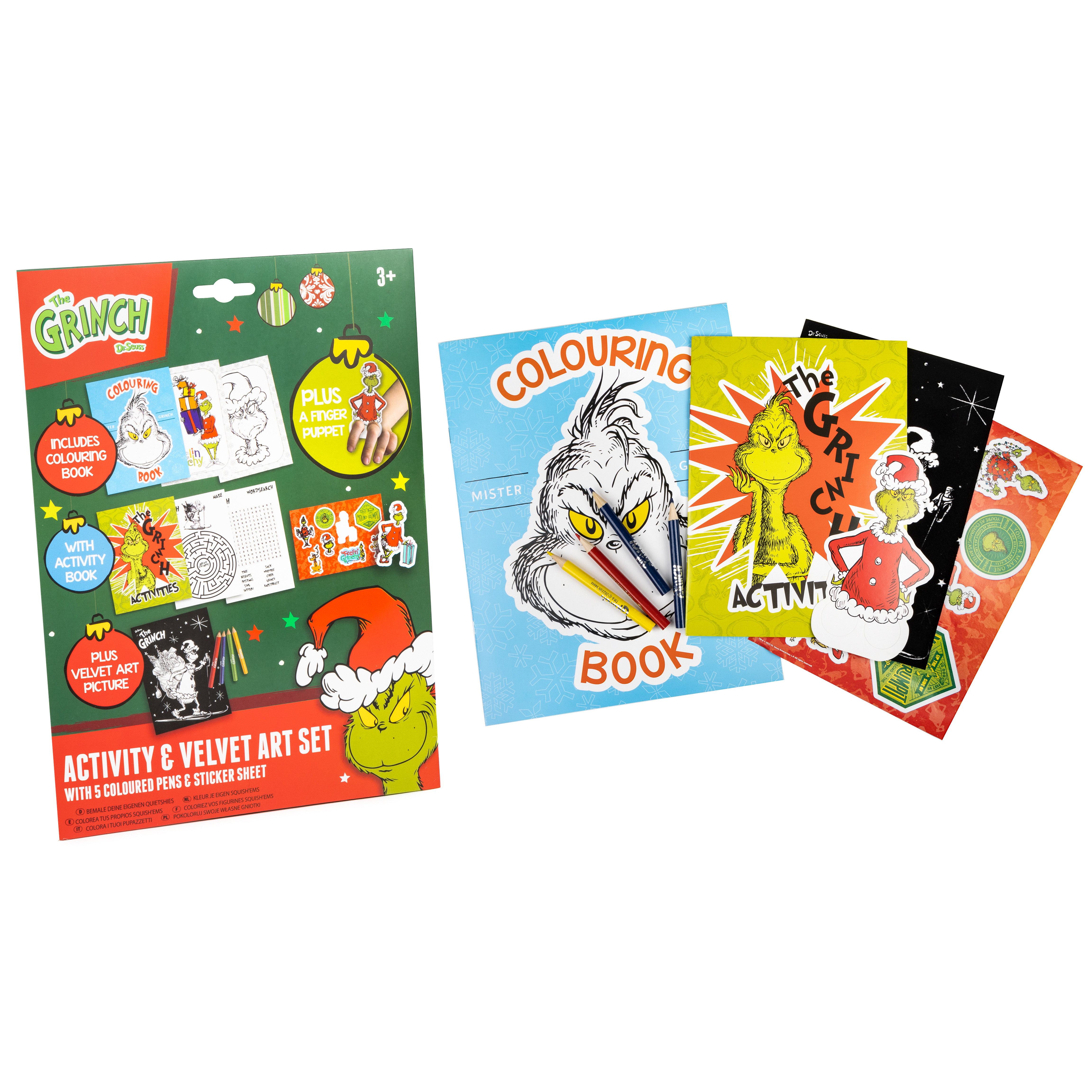 The Grinch Festive Activity & Velvet Art Set (30x22x0.8cm) (3+ YRS) (E.O.L.) - SAVE 15% !!