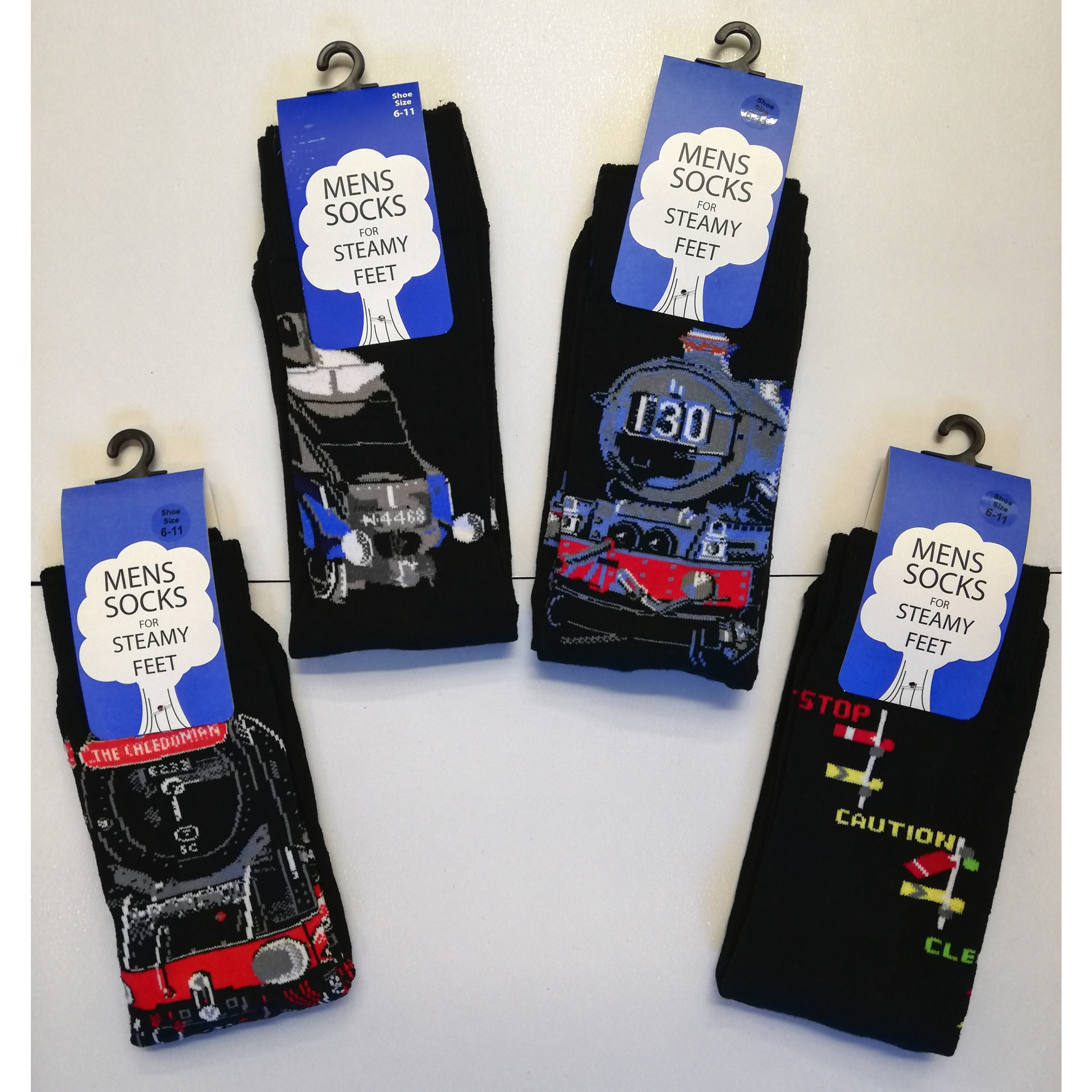 Train Socks Adults Size 6-11: Four Assorted Designs