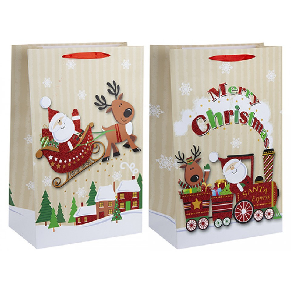 Christmas Train Gift Bag XL (35 x 53 x 14cm) (2 asstd.) (E.O.L.) - SAVE 15% !!